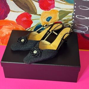 CHANEL midnight blue Slingback Heels